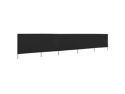 Mampara de tela de 5 paneles, 600 x 160 cm, color negro, WSD427212, Adorável Casa