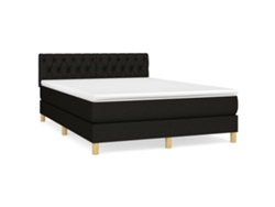 Maison Exclusive - Cama Box Spring Con Colchón Tela Negro 140x200 Cm