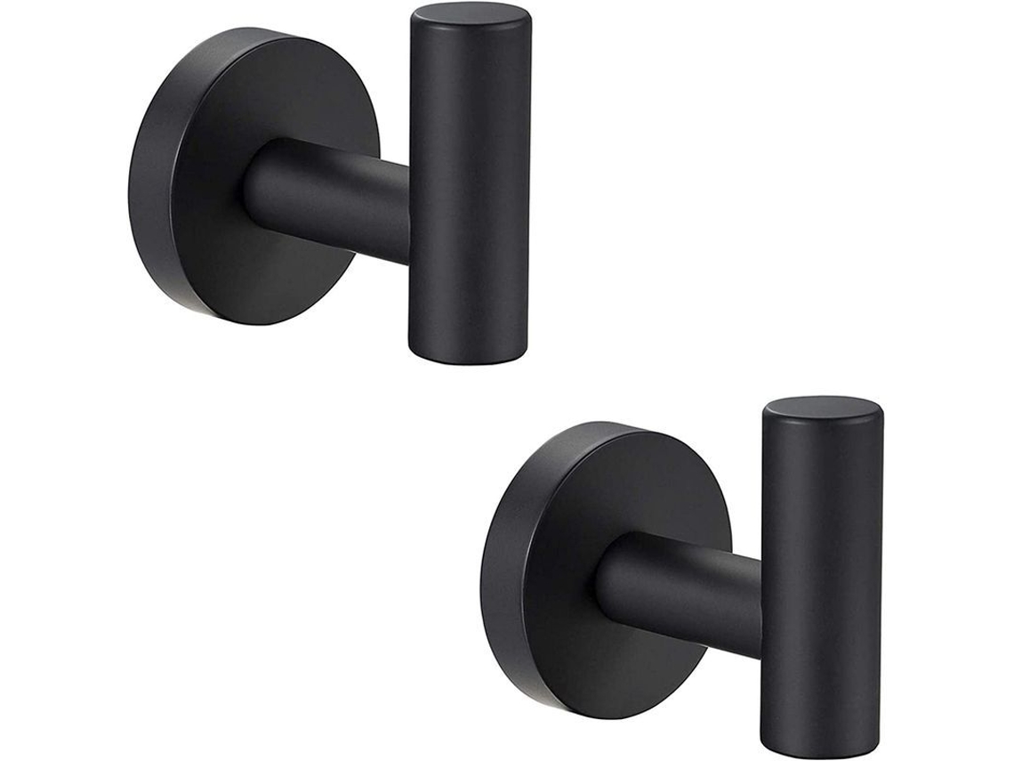 2 Ganchos Para Toallas De Baño De Acero Inoxidable Sus 304 Negro Mate Con Tornillos, Resistentes Al Agua Y Al Óxido.