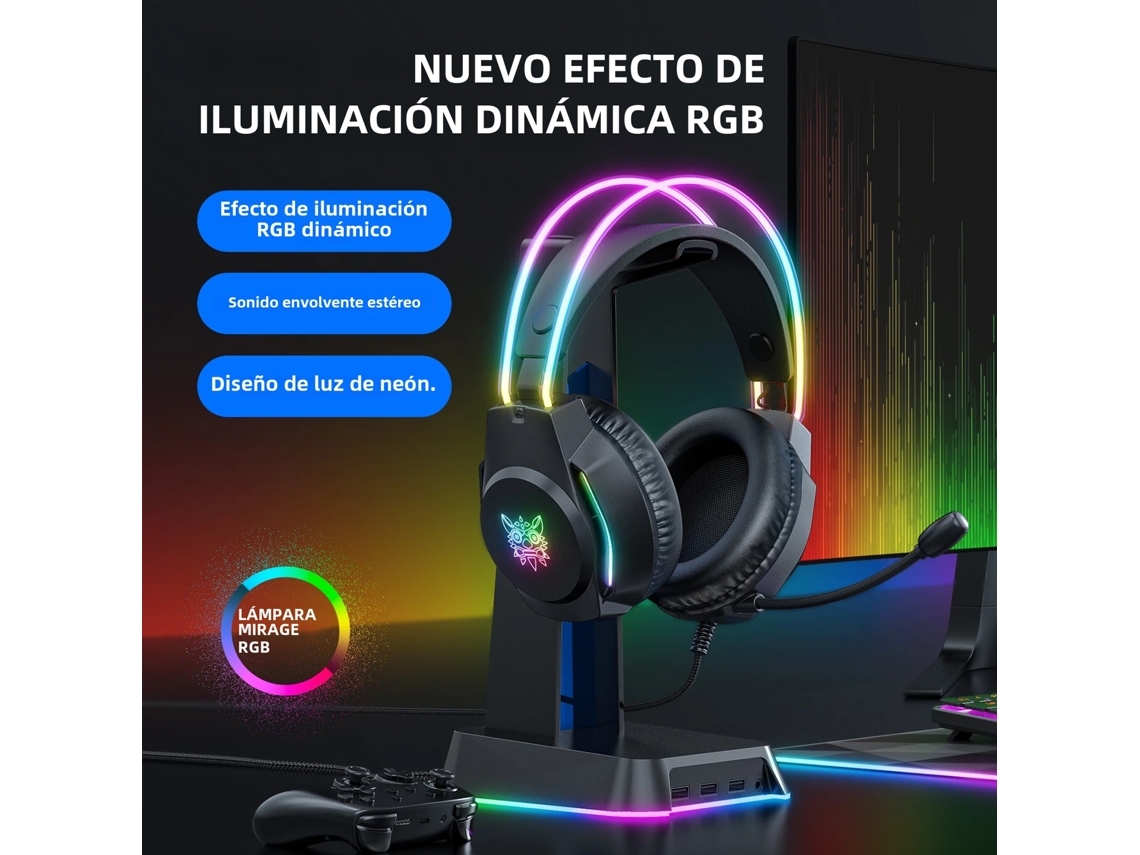 Auriculares para juegos con cable Onikuma, diadema RGB y micrófono flexible para PC y PS5 X26 Vayotoy