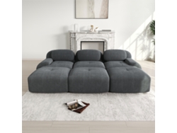 Sofá modular de 3 plazas con 3 otomanas, brazos ultrafinos, montaje sin herramientas, apto para mascotas, color gris