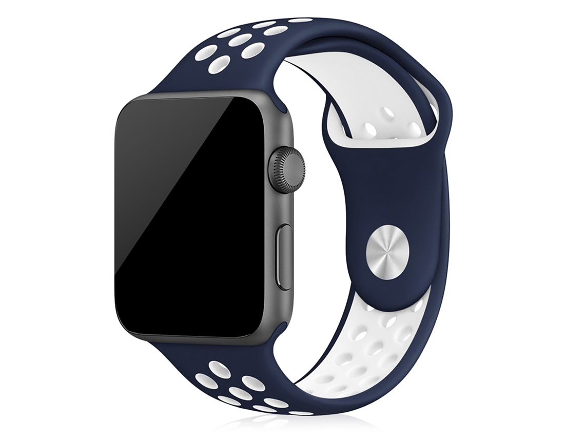 Correa deportiva de silicona compatible con Apple Watch de 38/40/41 mm. Talla S/M. 20 x 2 x 0,2 cm. Color: Azul.