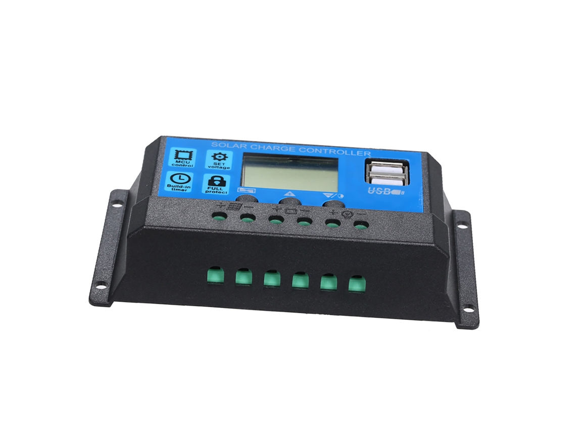 Controlador de carga solar PWM inteligente 2026 de 20 A, 12 V/24 V, con regulador y USB de 5 V y 2,5 A.