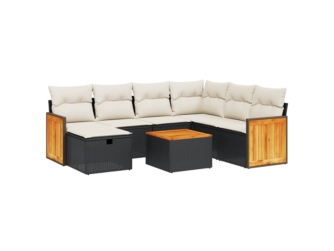 Maison Exclusive - Set De Sofás De Jardín 8 Piezas Y Cojines Ratán Sintético Negro