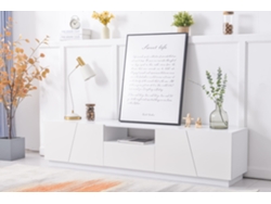 Mueble TV Escandinavo 170 cm en MDF 2 Puertas 1 Cajón 1 Compartimento Estilo Contemporáneo Blanco