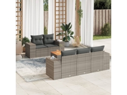 Conjunto de sofá de jardín de 6 piezas con cojines de mimbre gris, Dkd Home Decor
