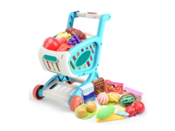 Carrito De La Compra Infantil Con Frutas Y Verduras - Juguete Educativo - Azul