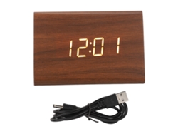 Reloj Despertador Digital Led De Madera Portátil