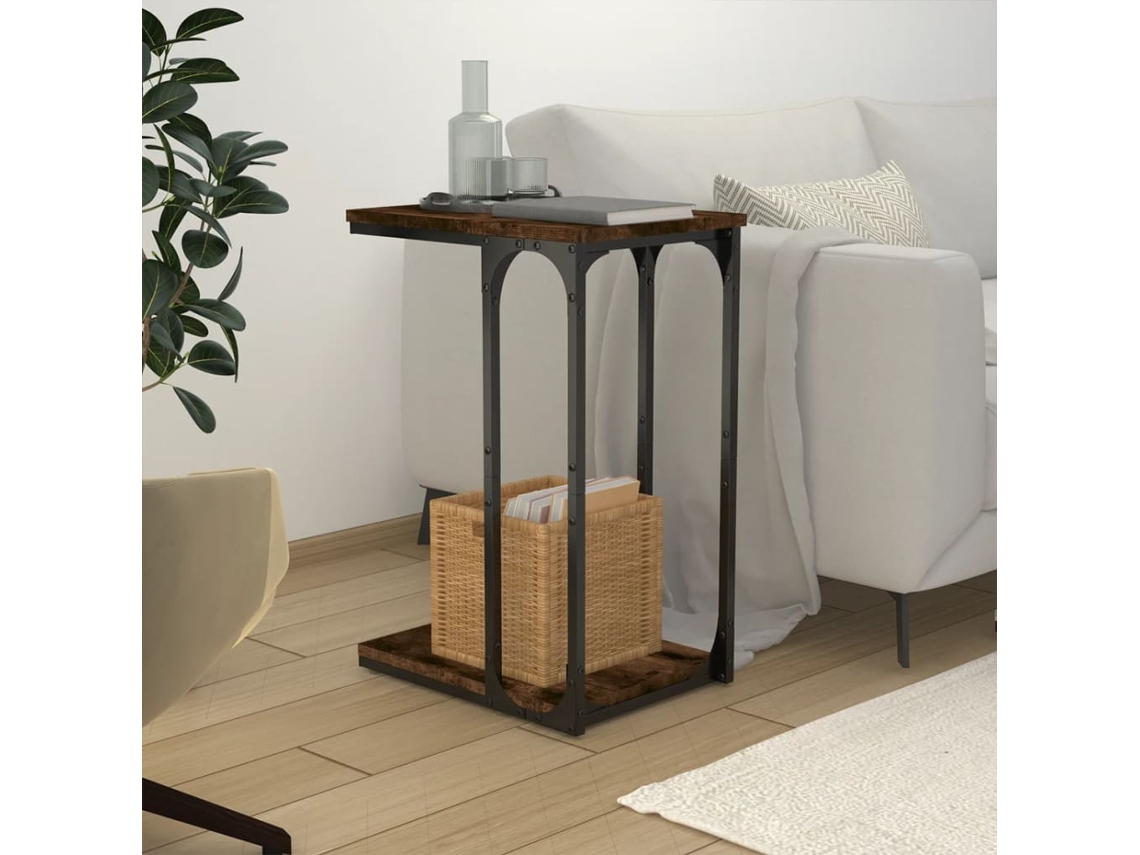 Mesa Auxiliar Madera Contrachapada Roble Ahumado 40x30x60 Cm