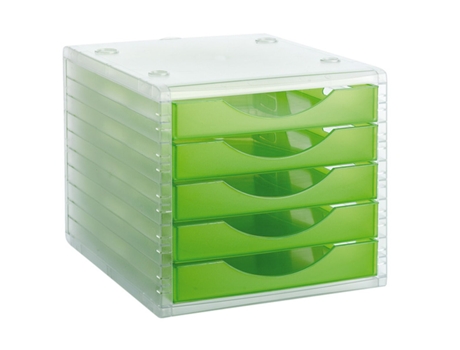 Archivador Modular Archivo 2000 ArchivoTec Serie 4000 5 cajones Translúcido Din A4 Verde Claro (34 x 27 x 26 cm)