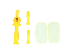 Cepillo De Dientes De Silicona Para Bebés De 6 A 12 Meses Con Diseño De Dibujos Animados Y Cerdas Amarillas Suaves.