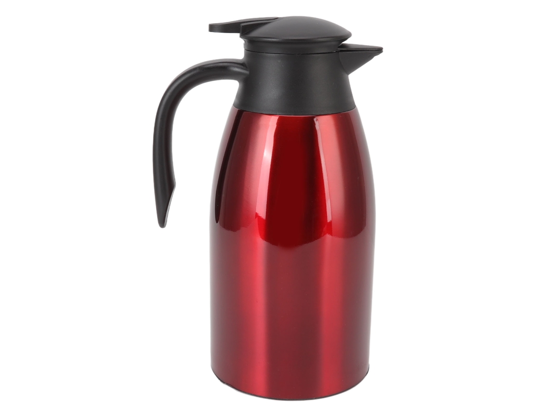 Recipiente para té al vacío de acero inoxidable 304, tapa hermética, 2 l, color vino tinto