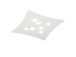 Lámpara de techo moderna Isotta de 7 luces Gx53, de metal curvado blanco, 62 x 69 cm, diseño geométrico, máx. 7 x 8 W, IP20, bombillas excluidas. Gea Luce