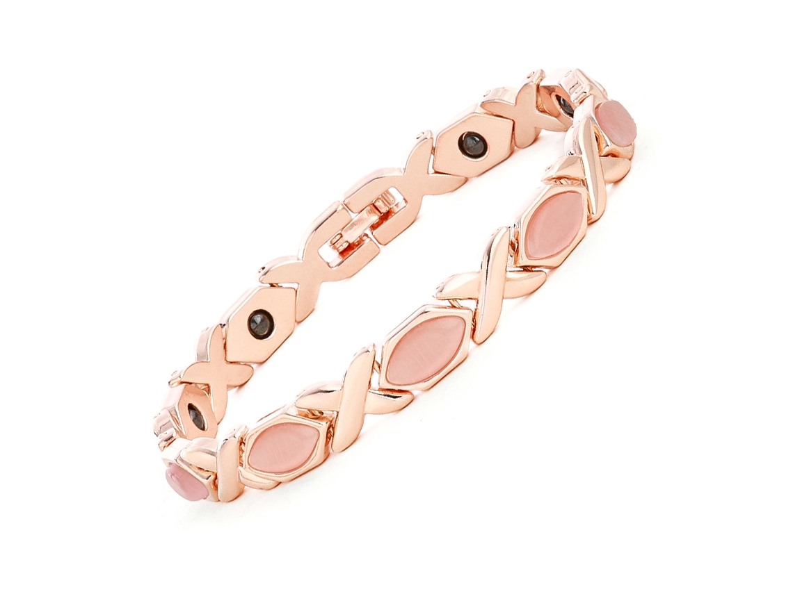 Pulseira De Cobre, Bracelete Magnética, Unissex (ouro Rosa - Diamante Rosa) Spqment