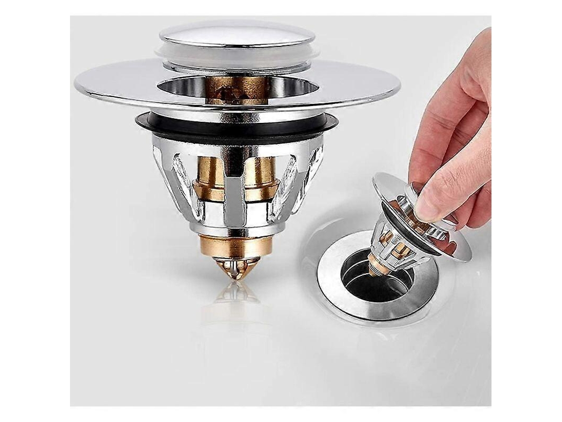 Desagüe Automático Universal Para Lavabo De Acero Inoxidable Con Filtro Antibloqueo Sin Válvula De Desbordamiento