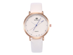 Reloj De Pulsera Unisex De Cuarzo Con Correa De Cuero Sintético De Moda (blanco)