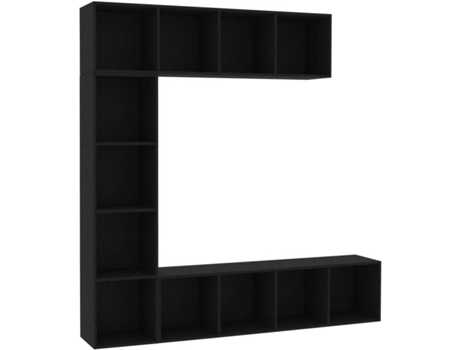 Conjunto 3 Mueble de TV y librería VIDAXL negro 180x30x180 cm
