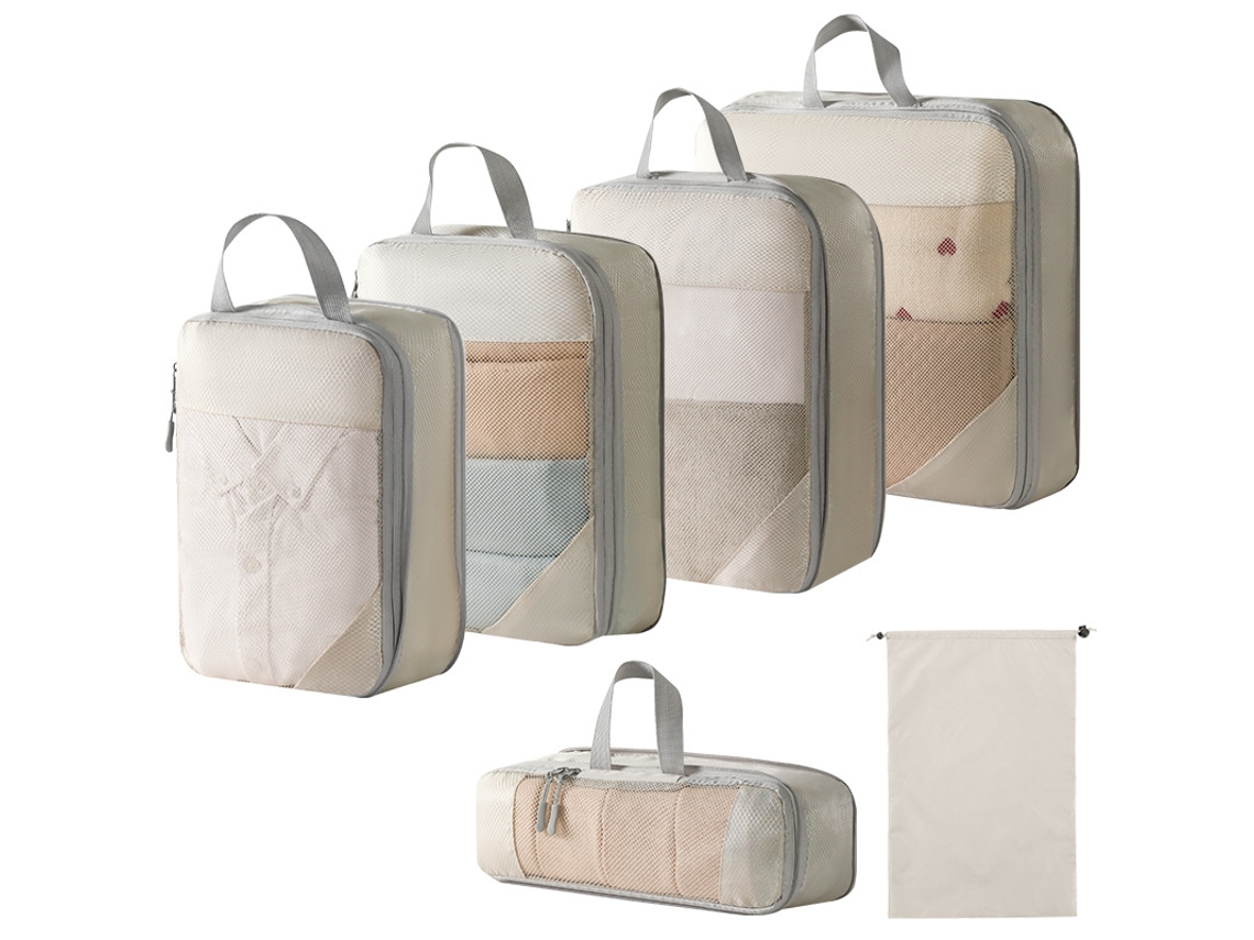 EIFSON - Juego de 6 bolsas organizadoras con cordón para bolsos (beige)