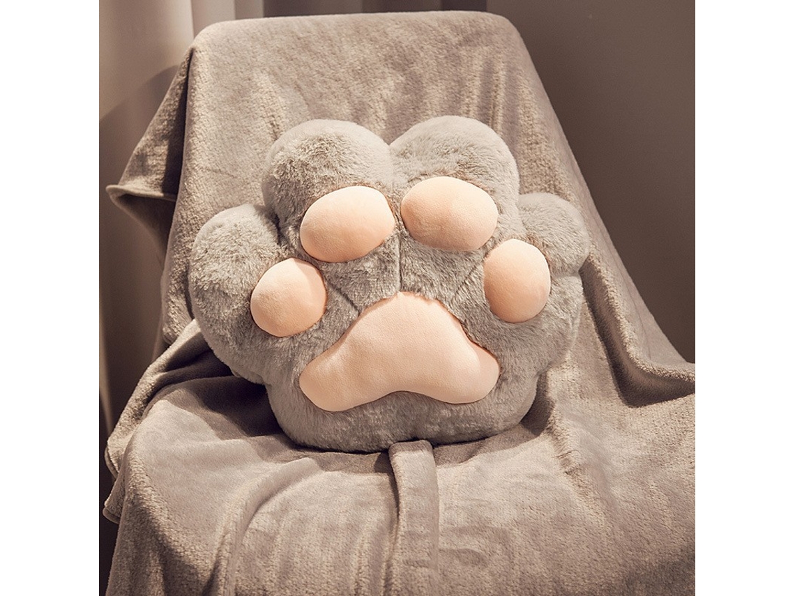 Aquecedor De Mãos Digitallab Almohada De Peluche Con Forma De Pata De Gato Y Manta De 1,7 M (gris)