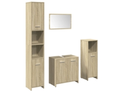 Conjunto de muebles de baño de 4 piezas en madera de roble Sonoma - EXCLUSIVA MAISON