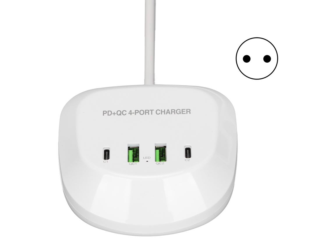 Estación De Carga Usb T3p+ Con 4 Puertos Usb (2 Puertos Tipo C Y 2 Puertos Qc3.0) Para Teléfonos Móviles Y Tabletas,