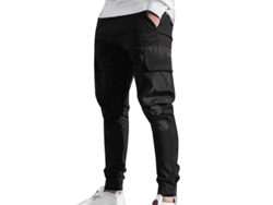 Calça Cargo Casual Masculina 2026, Calça Esportiva de Poliéster para Corrida, Tamanho G, Preta