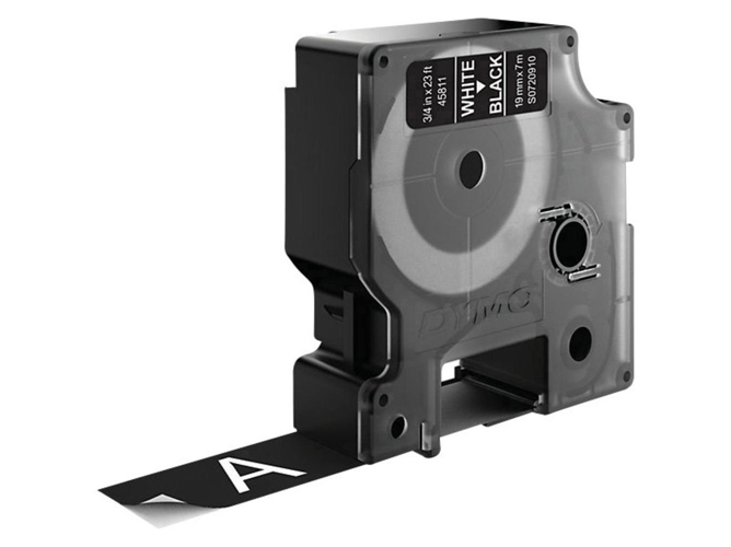 Cinta para Etiquetadora DYMO 45811 19mm X 7m Blanco y Negro