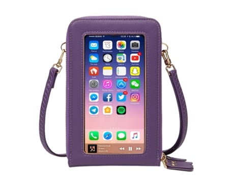 Bolso Para Teléfono Táctil Con Triple Cremallera, Bandolera De Hombro Para Mujer, Morado ZMDECQNA