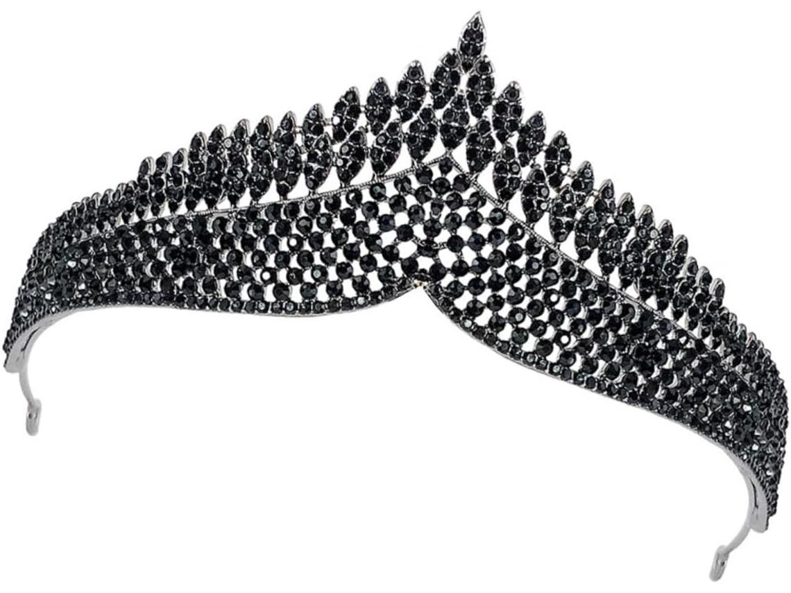 Corona Nupcial Retro Negra De Aleación Dura Con Diamantes De Imitación, 1 Pieza, Corona Sencilla Para Boda.