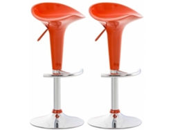 Juego de 2 taburetes de bar con asiento de plástico y base de metal, color naranja Clp