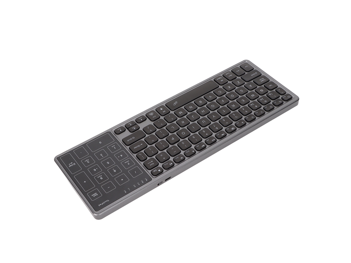 Teclado Inalámbrico Con Panel Táctil Numérico, 2,4 Ghz, Portátil, Rgb, Plug And Play, Gris.