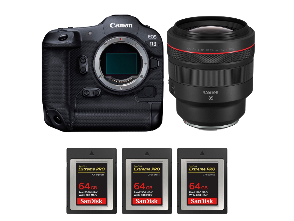 Canon Eos R3 + Rf 85mm F/1.2 L Usm + 3 Sandisk 64gb Extreme Pro Cfexpress Type B + Ebook “20 Consejos Para Fotos Que Impactan”