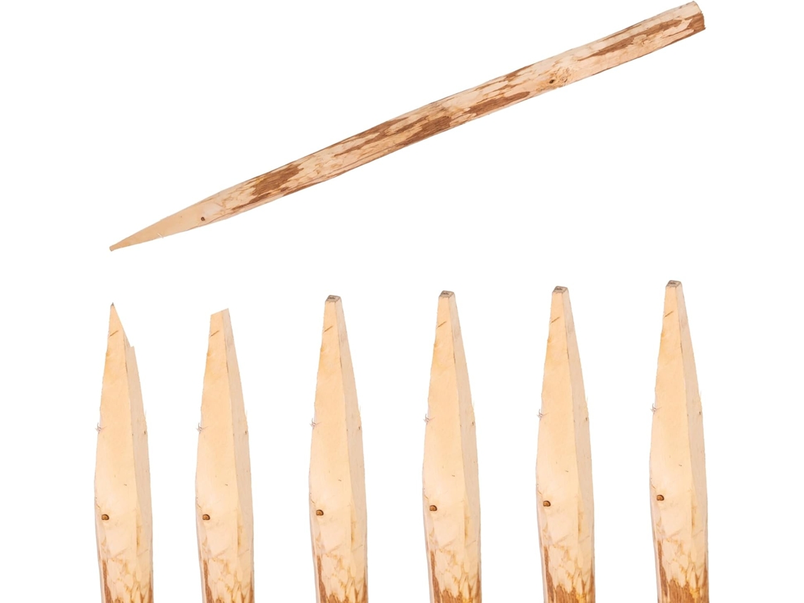 Paquete de 6 estacas de madera de Avellano de 90 cm con punta de 6-7 cm