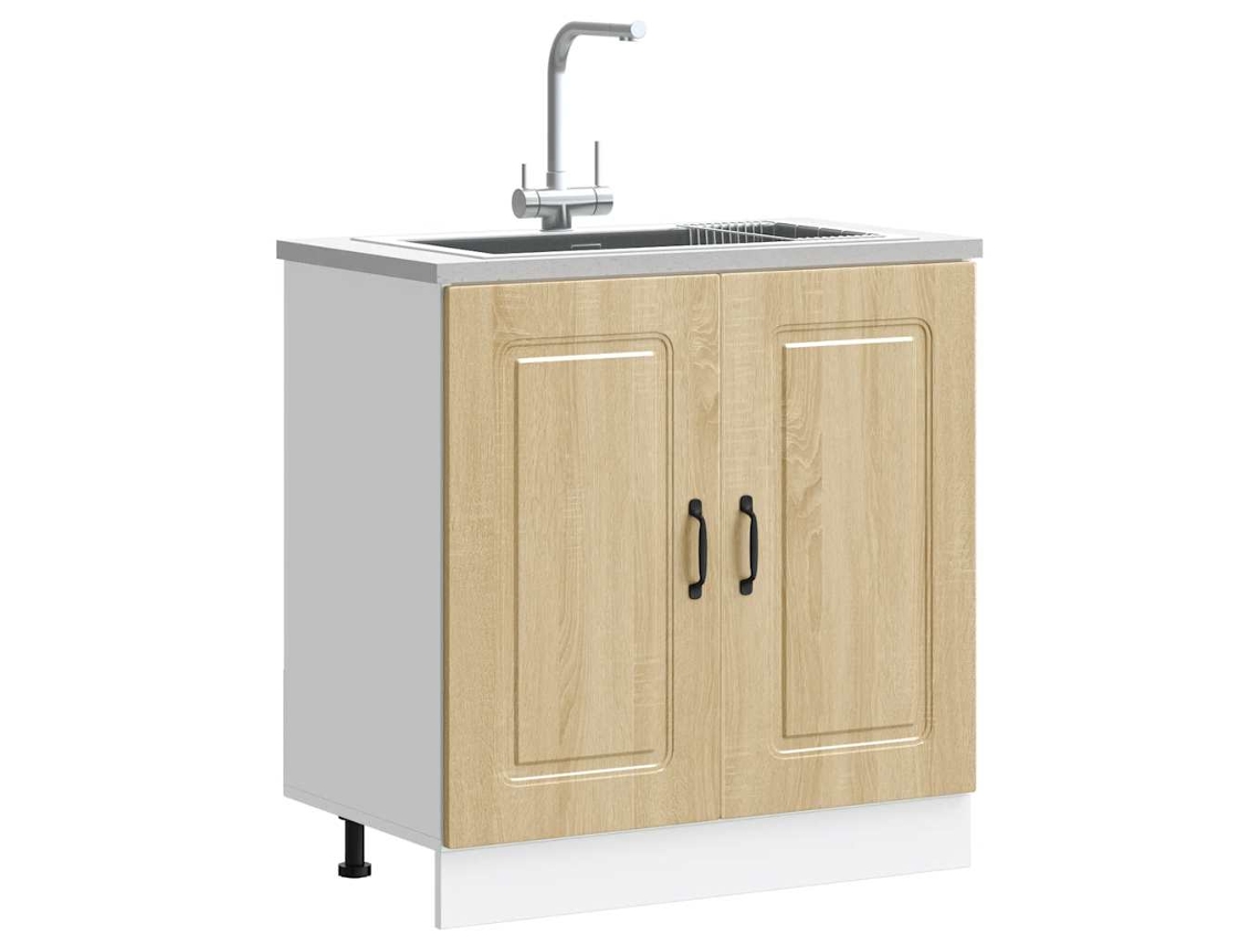 Muebles de cocina - Mueble bajo para fregadero Kalmar Sonoma Oak 80x46x81,5 cm HARLANV1