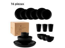 (negro) Juego De Cubiertos Portátil De Estilo Rústico De 16 Piezas, Que Incluye Cuchillo, Tenedor Y Cuchara, Fabricados En Plástico Ecológico.