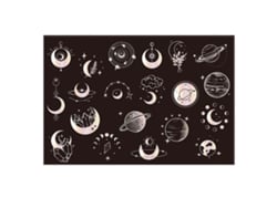 Pegatina láser de PVC autoadhesiva dorada reflectante con diseño de sol y luna.