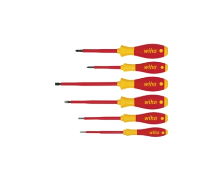 WIHA Juego de destornilladores SoftFinish® electric ranurados, Phillips, de 6 unid (00833)