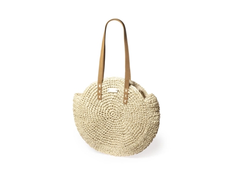 Bolso de Rafia Redondo de Playa Cierre de Cremallera Bolsillo Interior Forro Interior Asas Largas TIENDA EURASIA