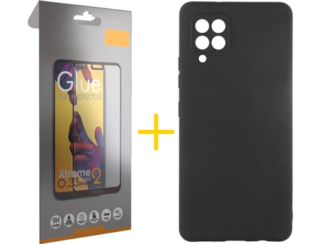 Carcasa y Protector de Pantalla de Vidrio Full Samsung A42 4G SKYHE Silicona Líquida Negro
