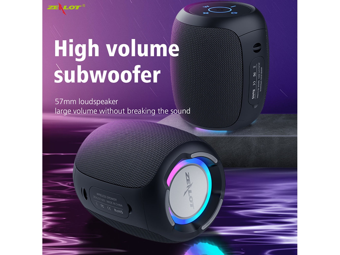 Altavoz Bluetooth Zealot S53 Mini Con Protección Ipx7, Subwoofer Y Doble Interconexión De 24 Horas.