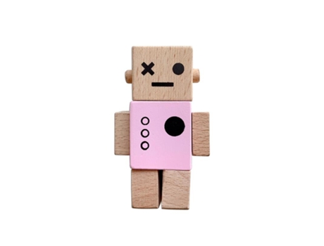Robot Nórdico de Madera Para Bebés Rosado