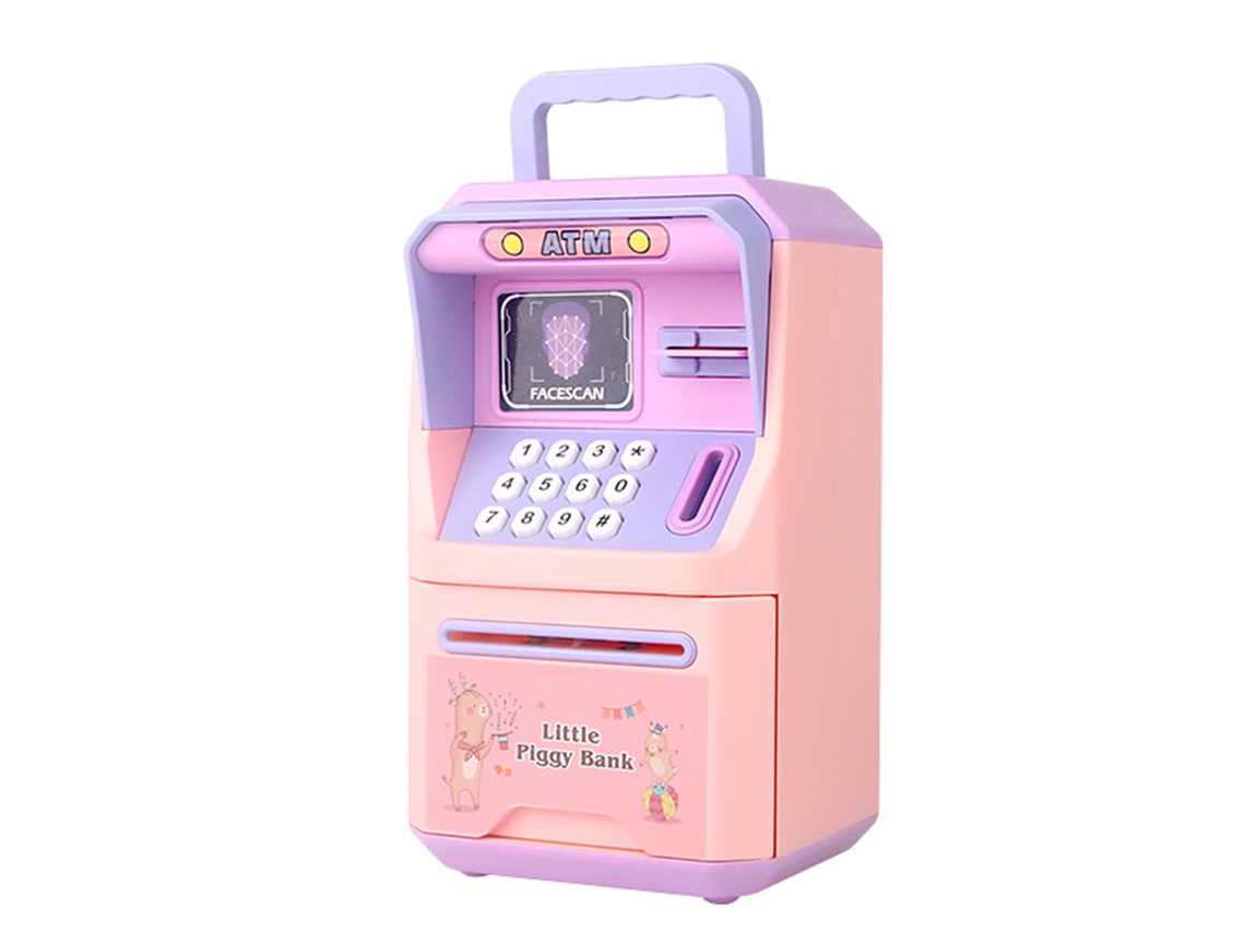 Ats-juguete Educatsivo Caja Ahorros Atsm Mini Banco Con Reconocimiento Facial Simulación Rosa Morado