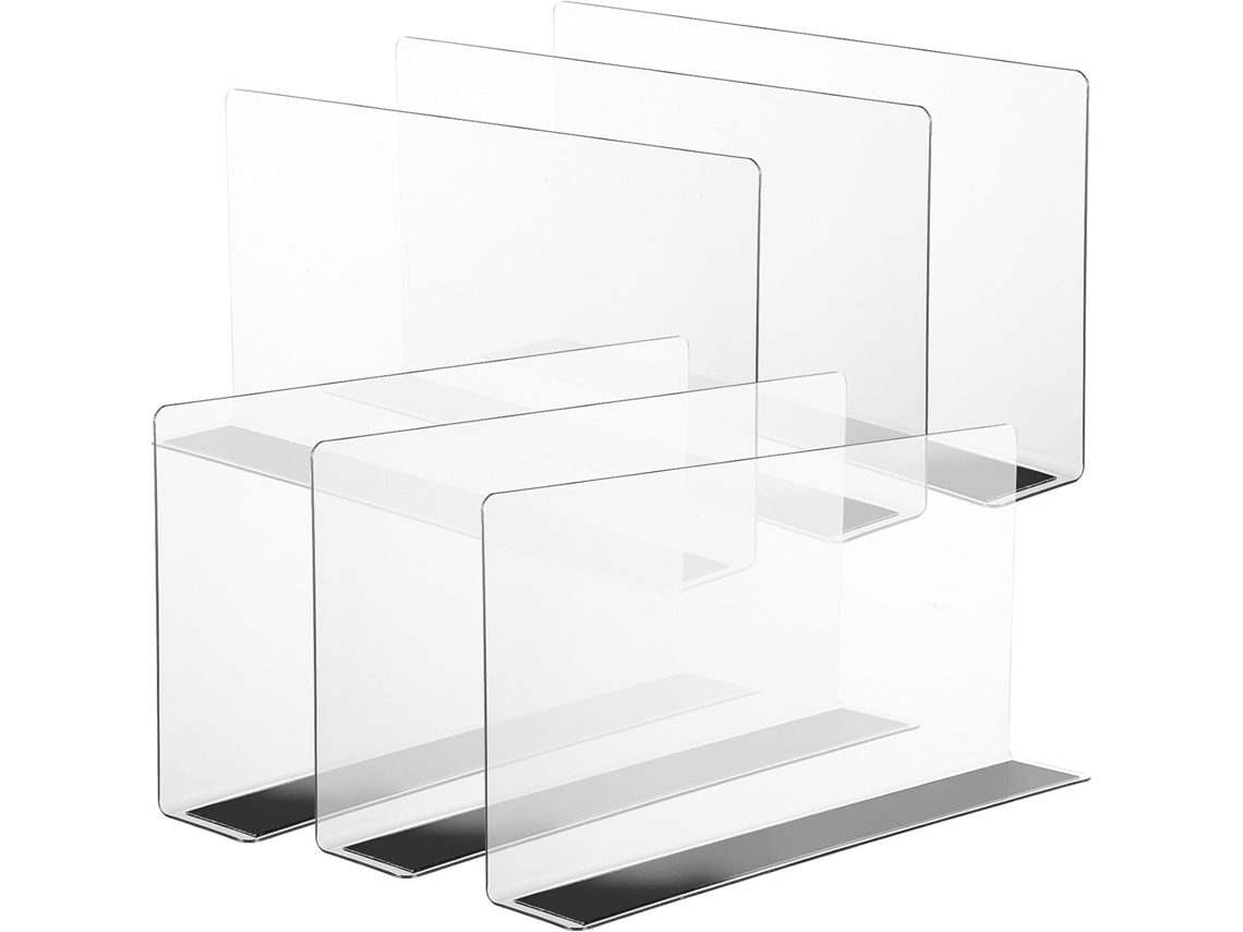 Juego 6 Separadores Estantes Transparentes Pvc Forma Diseño Magnético Esquinas Ángulo Recto Organizar
