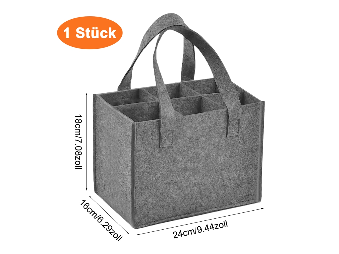 GIGIKILL Bolsa Cinza Com 6 Compartimentos Para Garrafas Reutilizável Com Divisórias Removíveis Ideal Para Viagens E Piqueniques