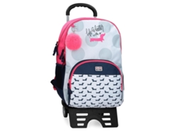 Mochila escolar Roll Road de poliéster azul marino Teckel con carrito