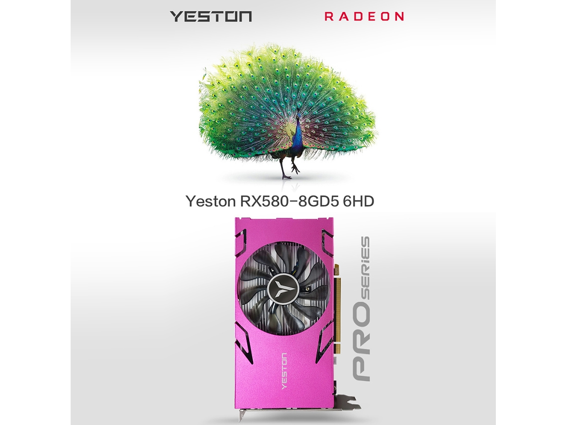Placa De Vídeo Yeston Rx580 8g Con 8g/256bit/gddr5, 6 Puertos Hd Y Resoluciones 4k/2k/1080p Luz Dourada