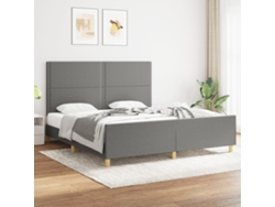 Cama Sin Colchón De Tela Gris Oscuro 180x200 Cm