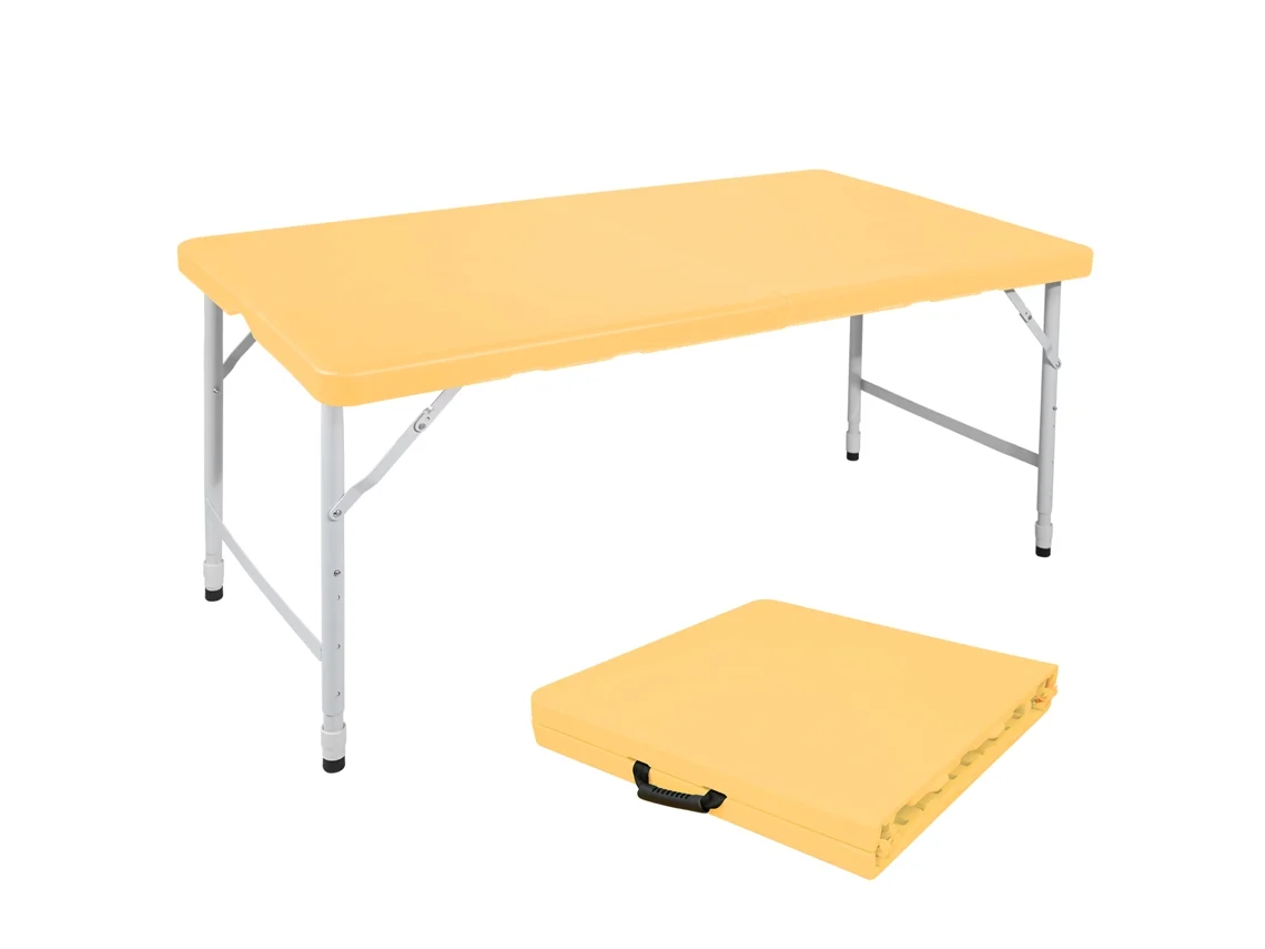 Mesa Plegable,portátil,125cm,altura Ajustable,soporte 135kg,amarillo Claro