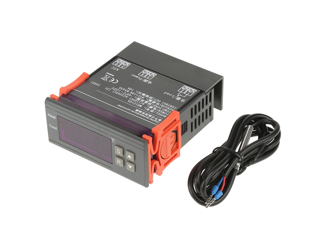 Termostato Digital Led Mh1210a Controlador de Temperatura com Sonda Sensor Dc12v S/MARCA