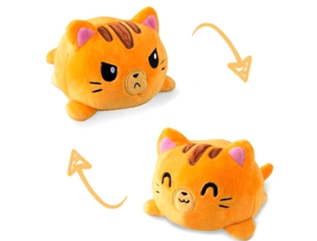 Lindo Muñeco de Gato de Peluche Reversible Para La Decoración Del Hogar 20X15X15Cm-A